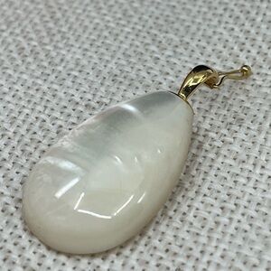 Genuine Vintage 14k Gold Mother-of-Pearl Teardrop Pendant, 7.1g, Stamped 14K